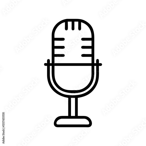 Vintage microphone icon in minimalistic style on white background  