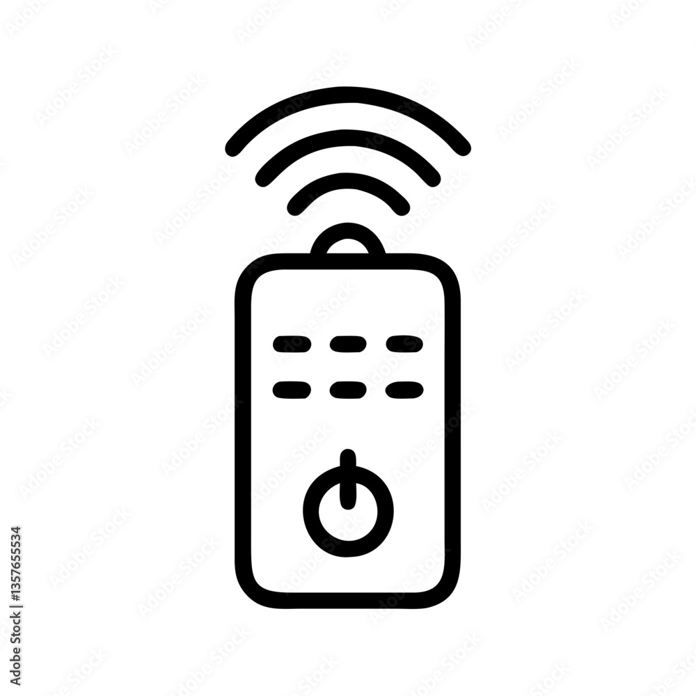 Remote control device icon with signal waves Remote control device icon with signal waves