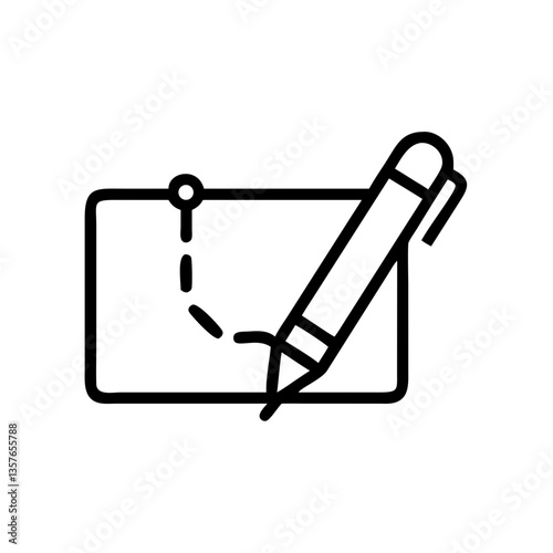 Digital drawing icon with stylus on tablet  