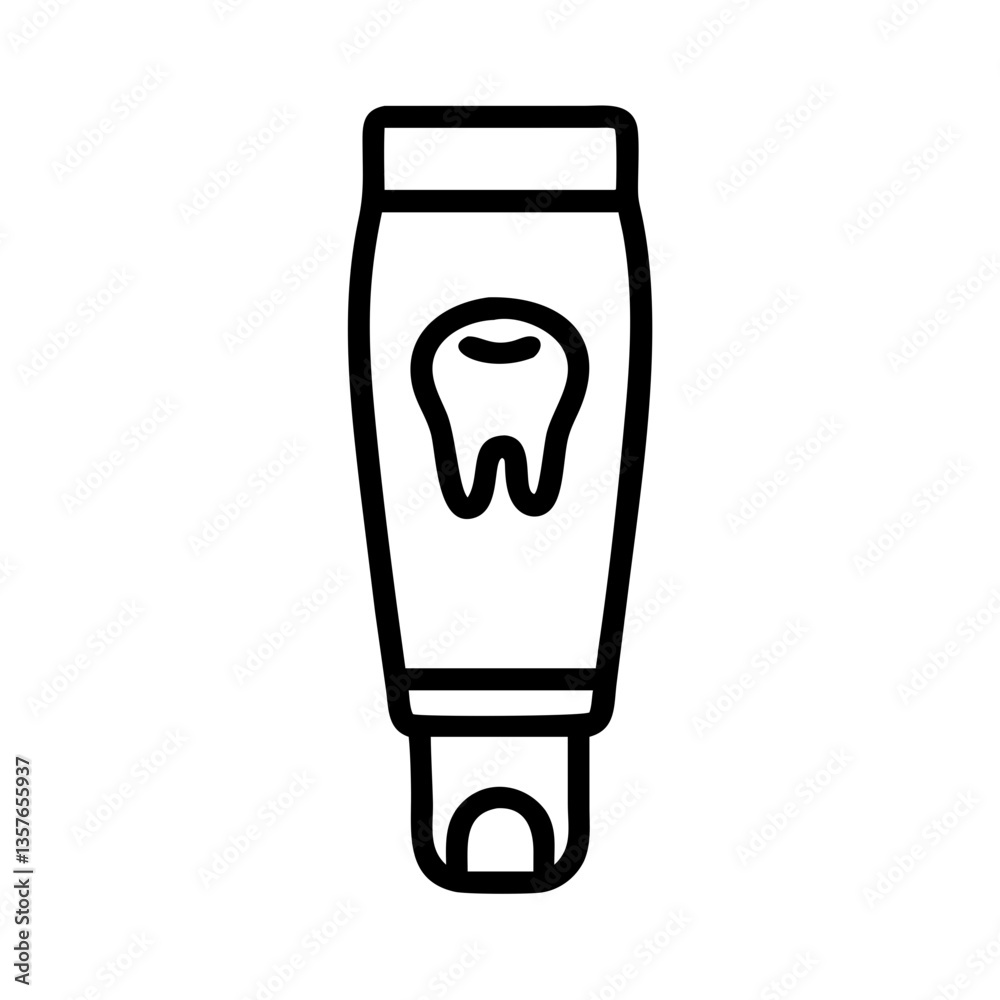 Toothpaste tube with tooth icon in minimalist style Toothpaste tube with tooth icon in minimalist style