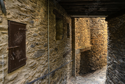 Street of the traditional mountain village of the Os de Civis in the province of Lerida, Cataluña, Spain.