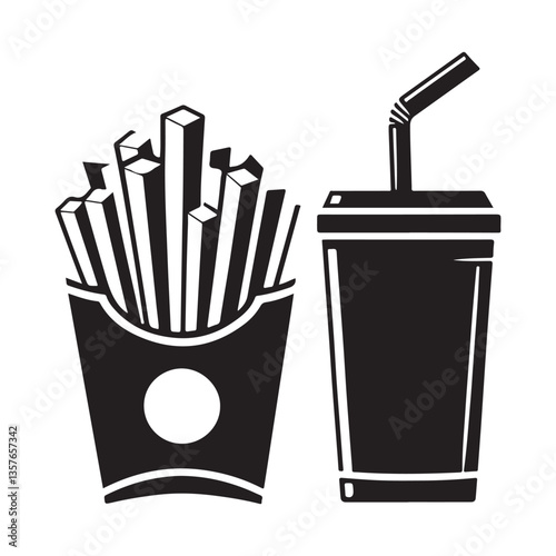 French Fries and Soda Vector Illustration for Fast Food Lovers