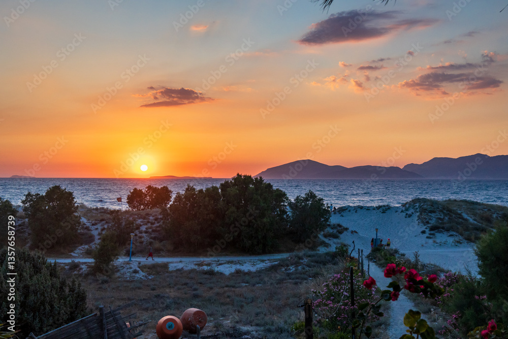 sunset at the beach in kos