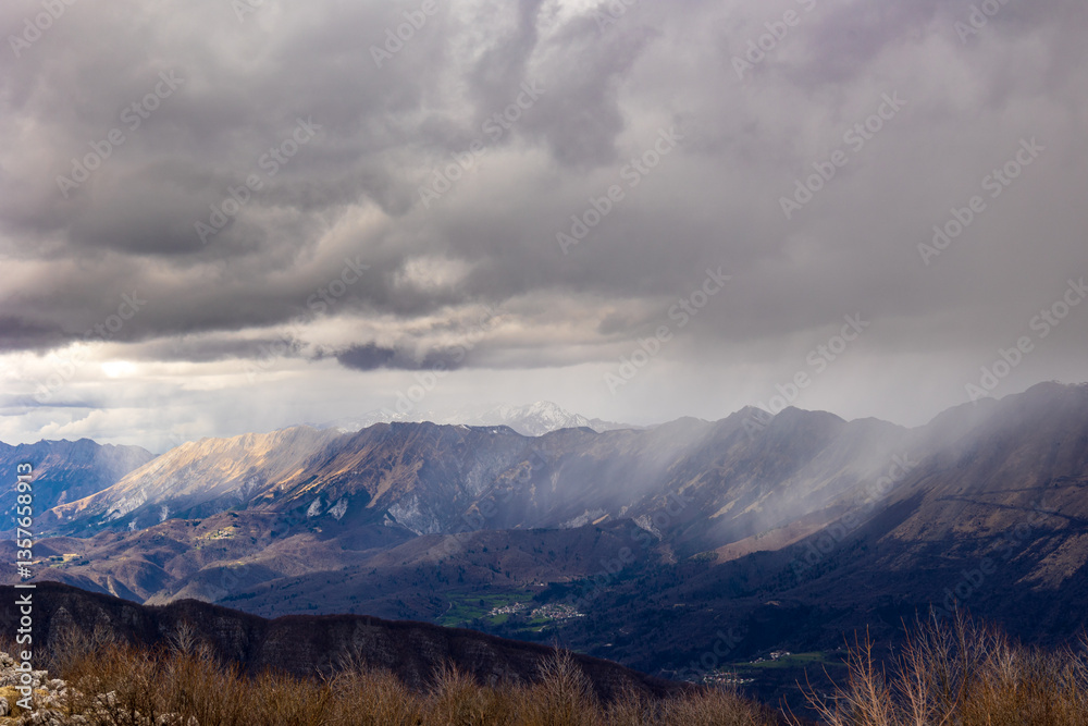 Mount Matajur in a cloudy spring day