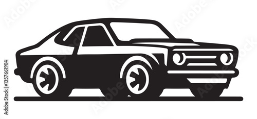Classic Car Vector Silhouette Image Design for Automotive Enthusiasts