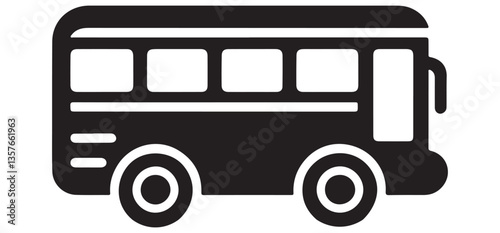 Detailed Black Bus Vector Art Illustration for Transportation Design
