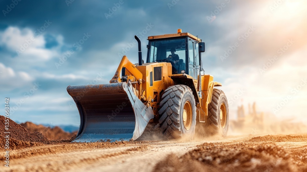 Construction bulldozer working on site Construction bulldozer working on site