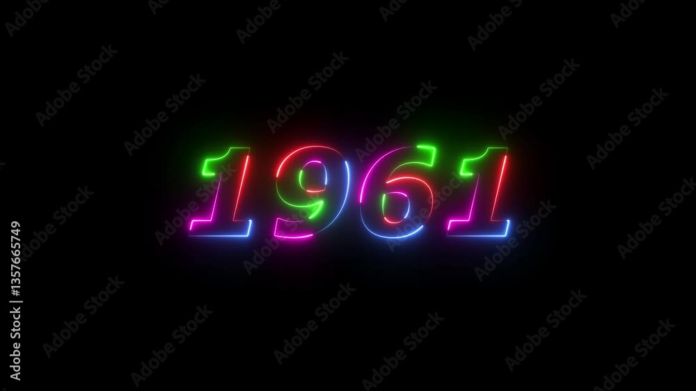 1961 neon line text. Abstract 1961 neon text animation ,For neon color Glowing neon number text background 4k video animation . 1961 title metal text on glowing text animation black background 1961 neon line text. Abstract 1961 neon text animation ,For neon color Glowing neon number text background 4k video animation . 1961 title metal text on glowing text animation black background