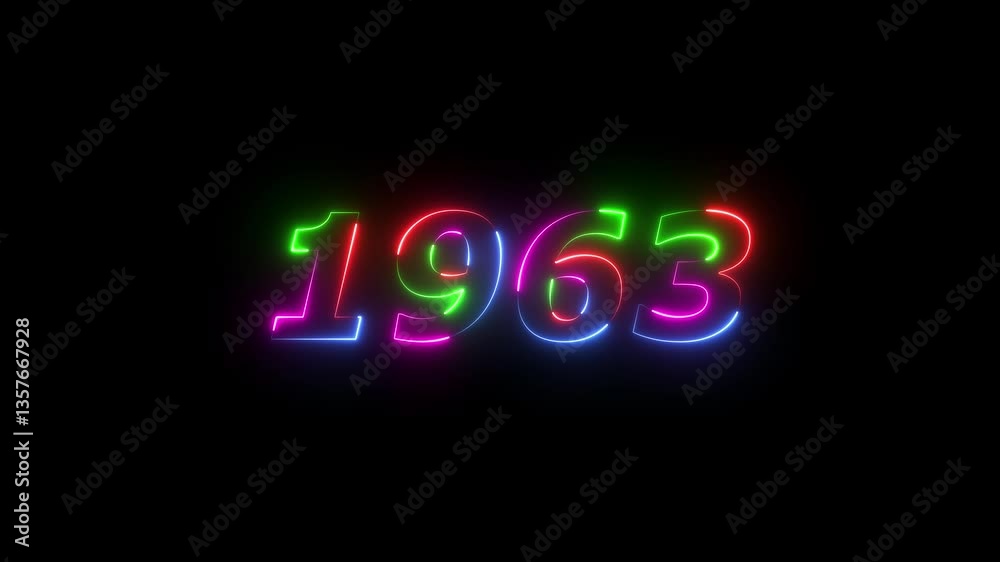 1962 neon line text. Abstract 1962 neon text animation ,For neon color Glowing neon number text background 4k video animation . 1962 title metal text on glowing text animation black background 1962 neon line text. Abstract 1962 neon text animation ,For neon color Glowing neon number text background 4k video animation . 1962 title metal text on glowing text animation black background