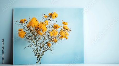 Yellow flowers on light blue