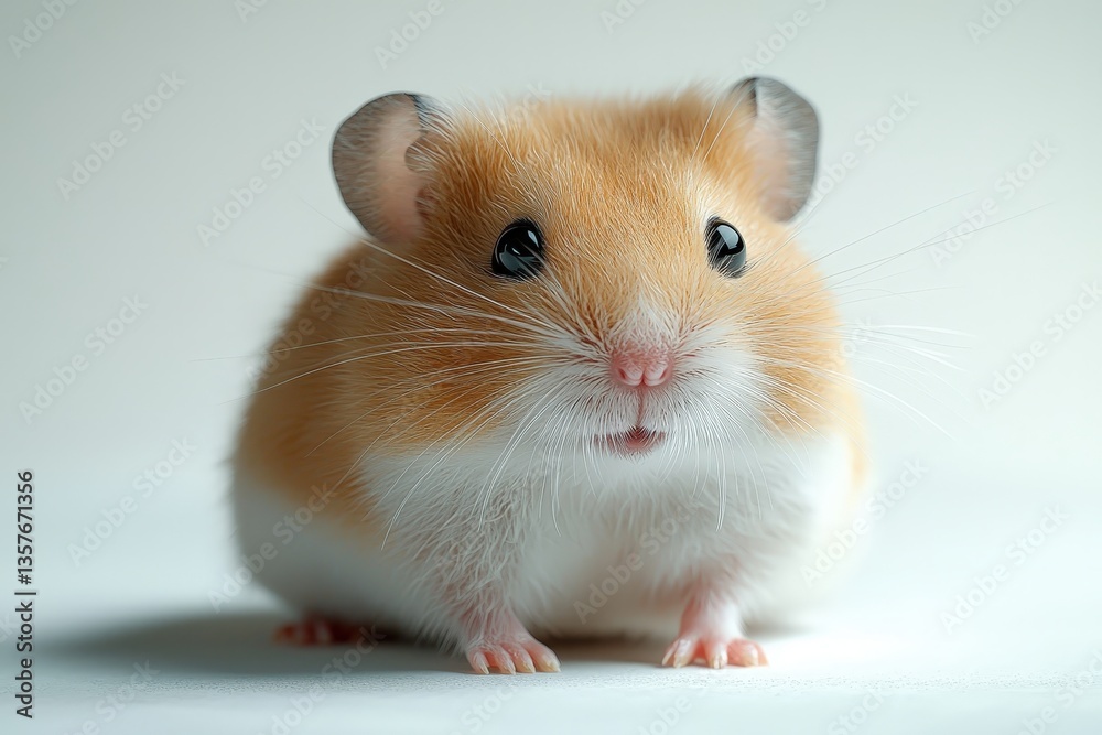Adorable fluffy hamster with whiskers looking curious on a white background Adorable fluffy hamster with whiskers looking curious on a white background