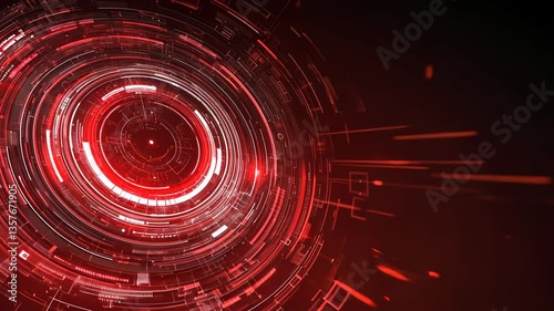 Abstract Red Technology Background: Futuristic Digital Interface