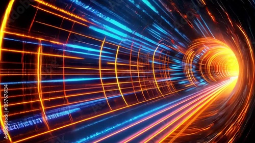 Abstract Digital Tunnel: A Journey Through Light and Data