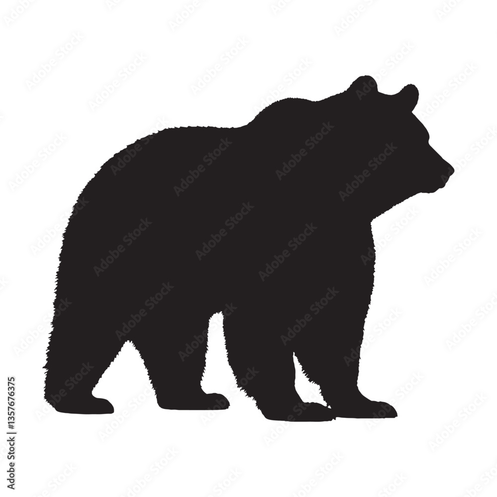 Obraz premium Bear Silhouette Vector - Majestic Wild Animal Graphic for Nature and Adventure Themes - Bear Vector - Bear Icon - Bear Illustration