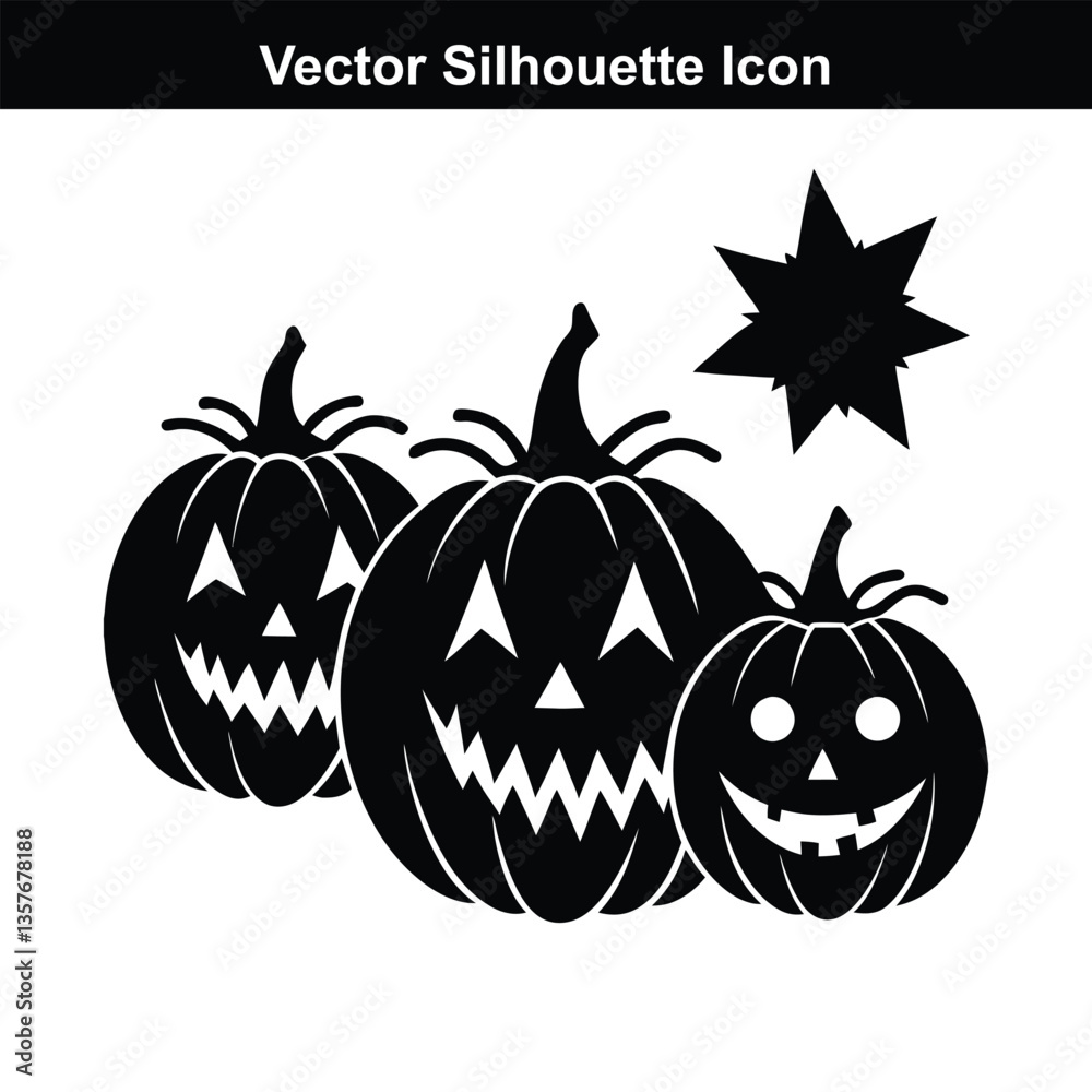 Fototapeta premium Spooky Halloween Pumpkin Lantern Illustration on Black Background.