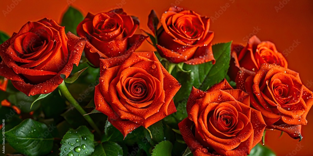 Obraz premium Hibiscus flowers with green leaves and garland Bouquet of daisies in a basket on a Bouquet of red roses with daisies on flower background