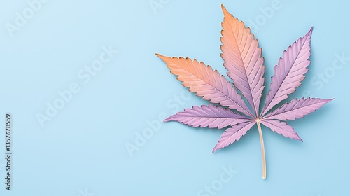 Pastel Cannabis Leaf for Blue Background.