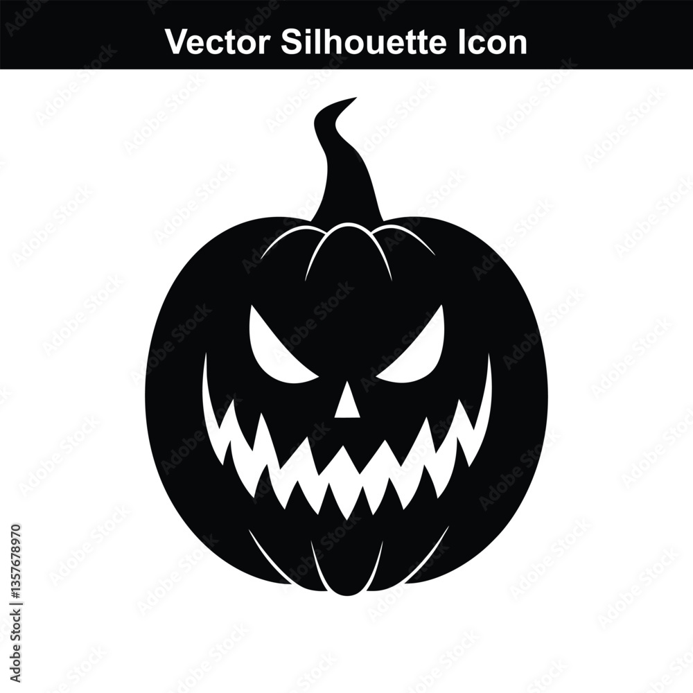 Fototapeta premium Spooky Halloween Pumpkin Lantern Illustration on Black Background.