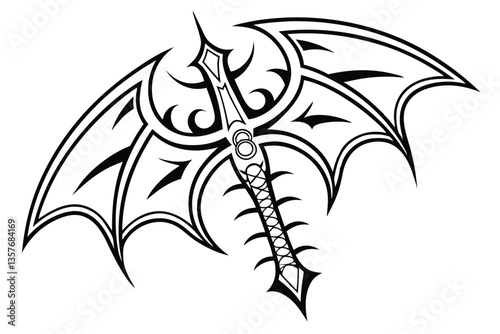 26 gothic spine tattoo, intricate black design, symmetrical pattern, sharp points, vertebrae-inspired, dark and edgy, biomechanical aesthetic, vertical orientation, high contrast, minimalist style, tr