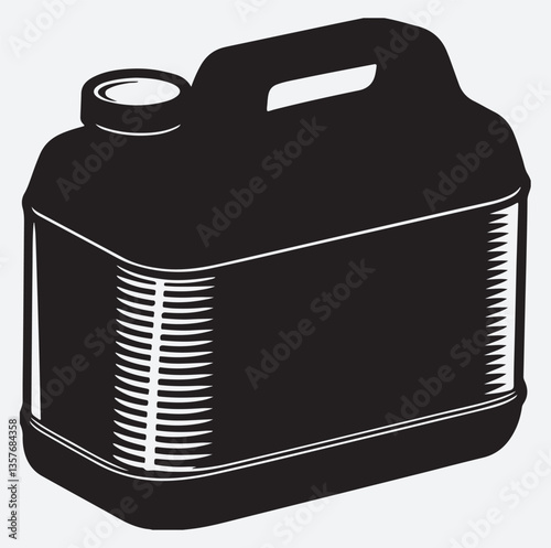 black canister of gasoline silhouette vector art illustration, vector illustration of a gas can