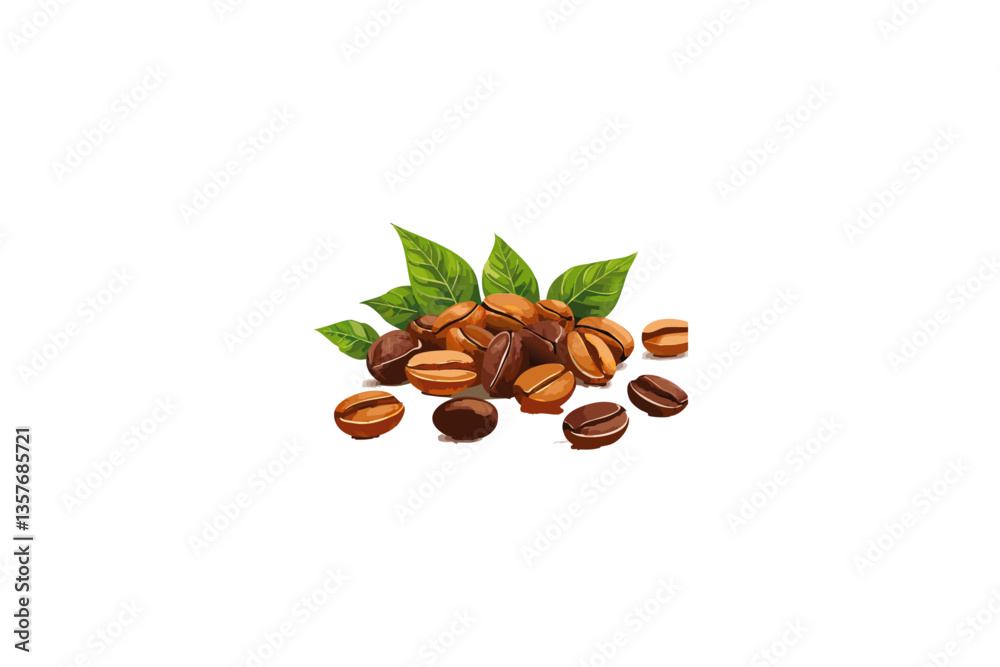 granos de cafe arabica tostados, fondo blanco