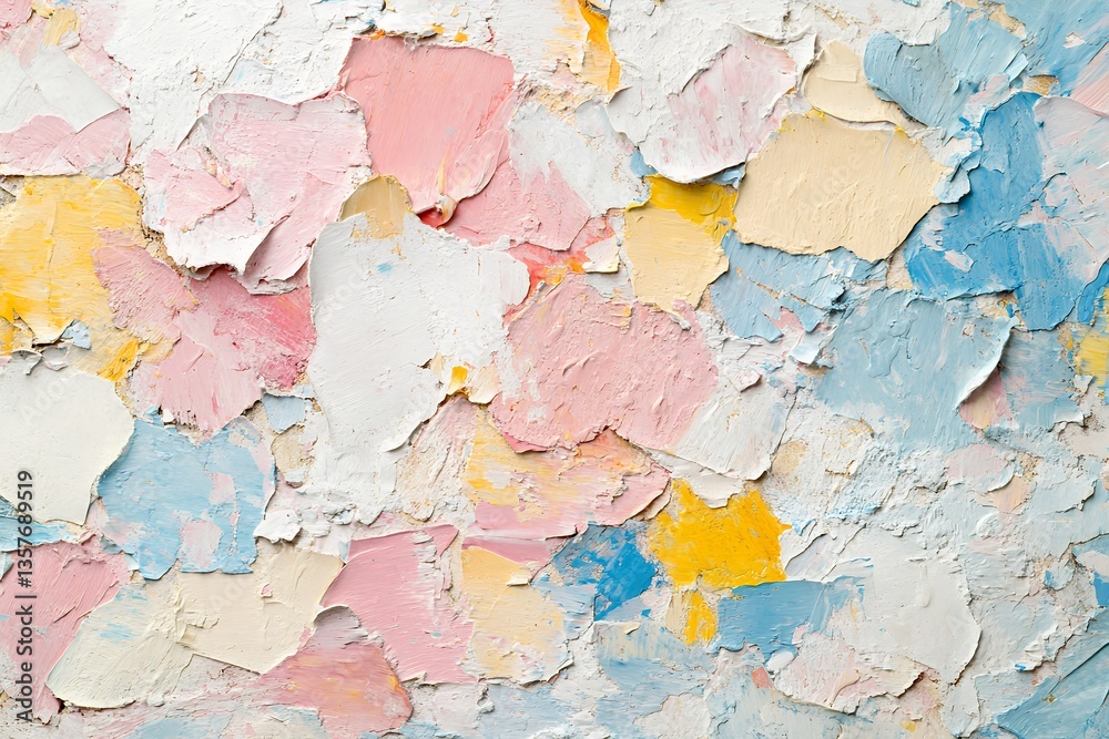 Fototapeta premium Colorful abstract texture with pink, yellow, and blue paint layers