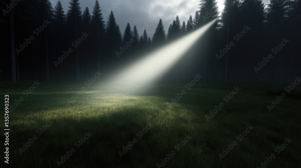 Fototapeta premium Illuminating forest clearing at night