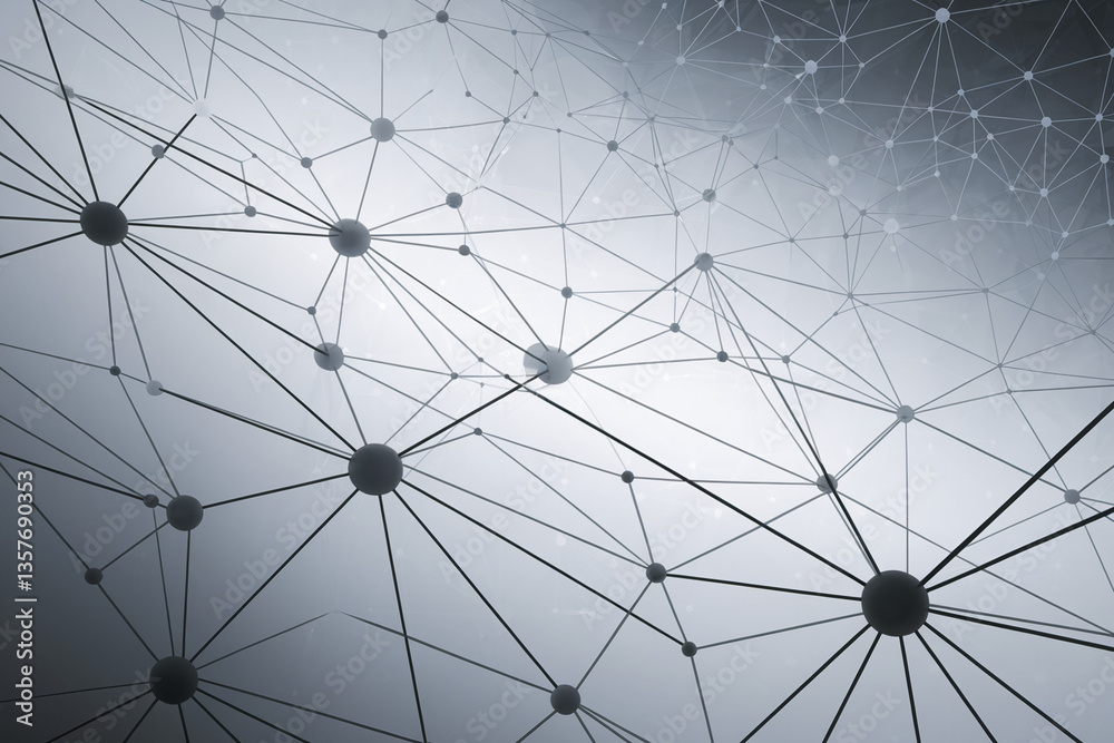Fototapeta premium Abstract image of interconnected nodes and lines, forming a complex network structure, symbolizing connection, communication, and global networking