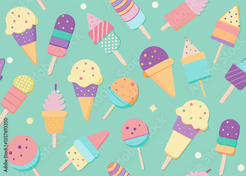 Playful and Colorful Ice Cream Seamless Pattern