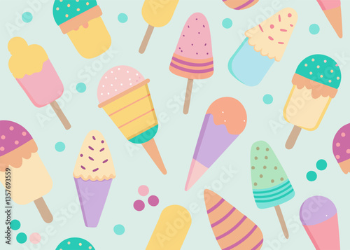 Playful and Colorful Ice Cream Seamless Pattern