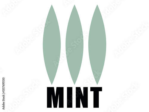 Mint leaves.  Vector logo. Print. Simple stylish trend. Organic business. 