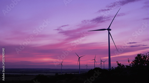 wind turbine at sunset