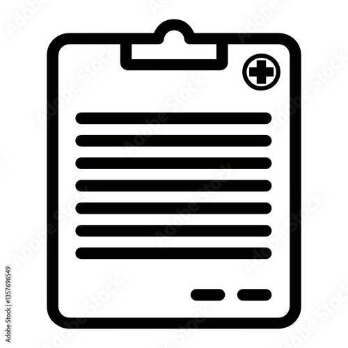 Illustration of a medical document or form on a clipboard with a medical cross symbol