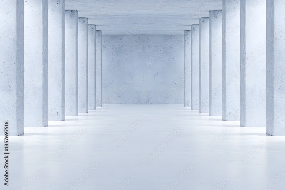 Fototapeta premium Minimalist exhibition background framed by towering monolithic structures