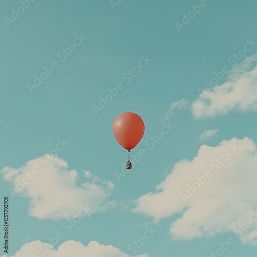 Red Balloon Ascending for Clear Sky.