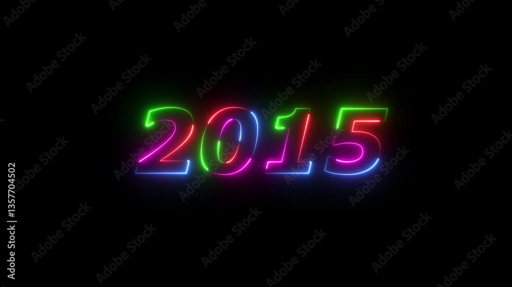 2015 neon line text. Abstract 2015 neon text animation ,For neon color Glowing neon number text background 4k video animation .Digital font against a dark background with neon line looping animation. 2015 neon line text. Abstract 2015 neon text animation ,For neon color Glowing neon number text background 4k video animation .Digital font against a dark background with neon line looping animation.
