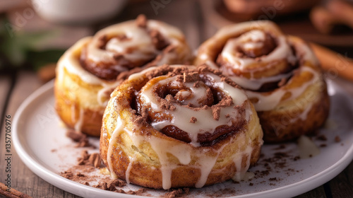 Wallpaper Mural Delicious homemade cinnamon rolls served on a plate. Torontodigital.ca