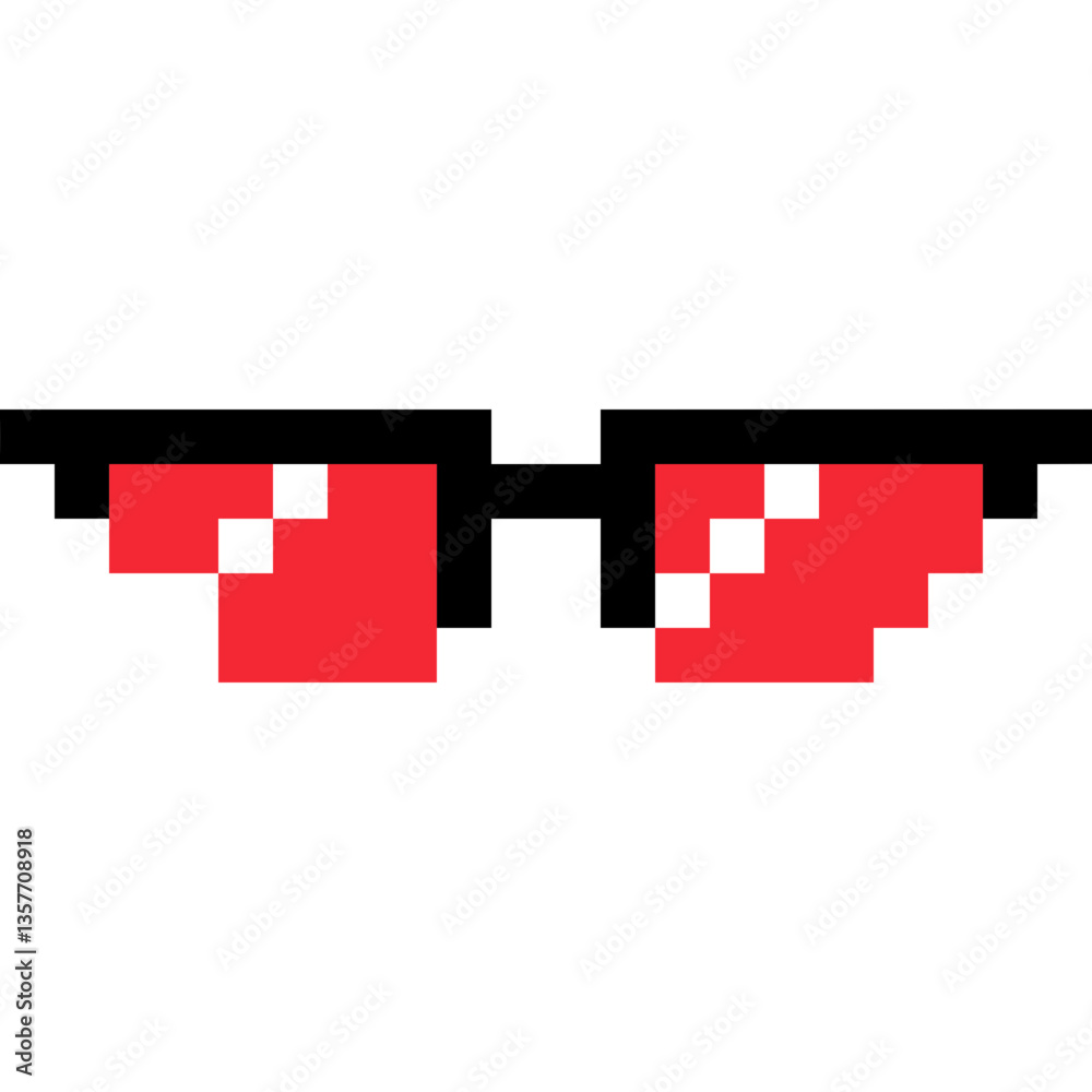 Obraz premium Pixel sunglasses. 8 bit glasses. Fashion glasses pixelated style 
