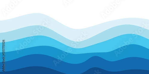 Abstract blue wave on white background. sea beach. abstract water wave. blue color water wave. sea wave layer vector background design. vector illustration