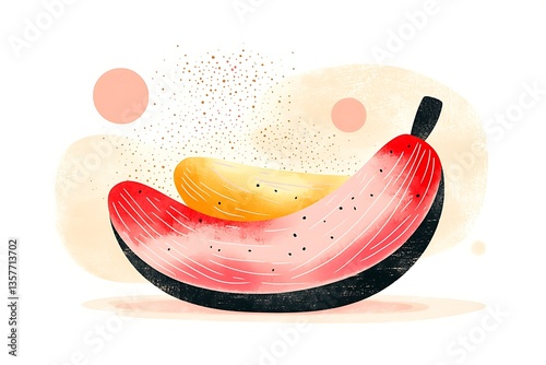 Red Banana Split Illustration.