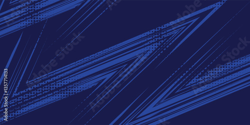 sports background, banner design in blue and black with pointed shapes and empty space. brush stroke pattern