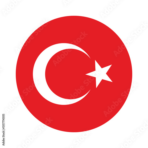 Turkey Flag icon, Round flag icon design, The official National Flag of Turkey. vector background of turkey flag.