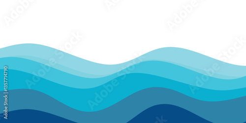 Sea waves layered vector background illustration and sea beach vector illustration.