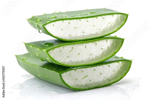 Wallpaper Mural Fresh aloe vera slices stacked isolated on white background Torontodigital.ca