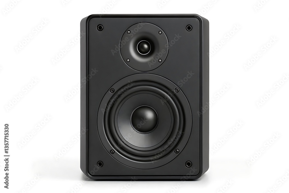 Black studio audio speaker isolated on white background Black studio audio speaker isolated on white background