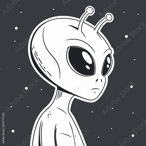 Alien alien in space  with glitch effects vector design