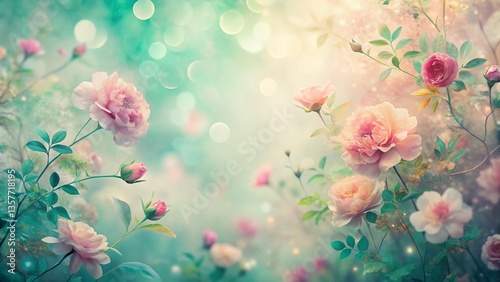 Pastel Pink & Green Double Exposure Wallpaper: Dreamy Floral Design