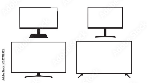 Smart LED TV silhouette vectors.