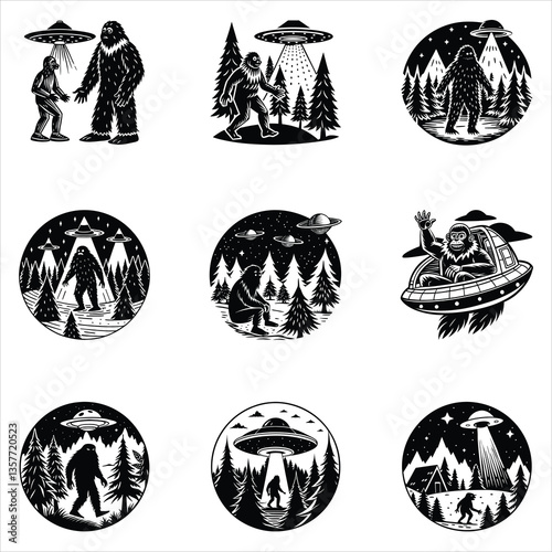 Ufo Bigfoot Vectors 