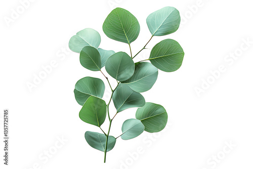 green eucalyptus leaves Isolated on White and Transparent Background PNG Image.